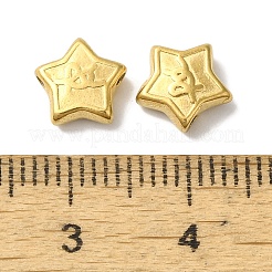 304ステンレススチールビーズ  スター  ゴールドカラー  8x8x3mm  穴：1mm&nbsp;STAS-I305-154G