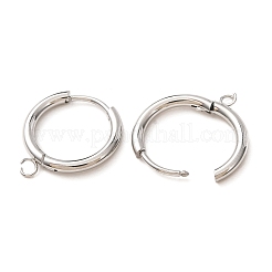 201 ステンレススチールフープピアス金具  304ステンレスピン付き  カン付き  ステンレス鋼色  19x16x2.5mm  穴：2mm  内径：12mm&nbsp;SA-CBA9743-02P-A