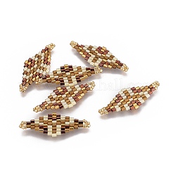 MIYUKI＆TOHO手作り日本のシードビーズリンク  織機模様  菱形  キャメル  32.5~33x12.6~13x1.7~1.8mm  穴：1.2~1.4mm&nbsp;SEED-E004-I27