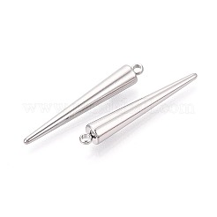304ステンレスペンダント  スパイクコーンチャーム  ステンレス鋼色  33x5mm  穴：1.7mm&nbsp;X-STAS-T075-22B-P