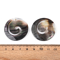 天然ブラックリップシェル中空ディスクペンダント  35x3.5~5mm  穴：2mm&nbsp;SHEL-N038-19