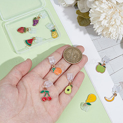 プラスチック携帯防塵プラグ  合金エナメルフルーツペンダント付き  ミックスカラー  2.6~3.2cm。10個/セット&nbsp;PALLOY-OC00031