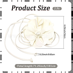 女性用フラワー PU レザー ラップ ウエスト ベルト  ホワイト  1810mm&nbsp;AJEW-WH20816-058B