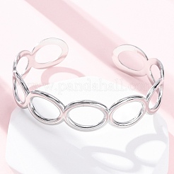 女性用304ステンレススチールカフバングル  オーバル  ステンレス鋼色  5/8インチ（1.5cm）  内径：2インチ（5cm）&nbsp;BJEW-D306-02P