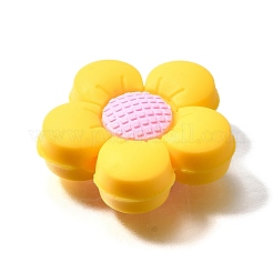 食品グレードのシリコーンビーズ  花  きいろ  28x29.5x9.5mm  穴：2mm&nbsp;SIL-S009-01A