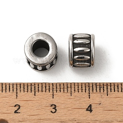 ロンデル エナメル スタイル 滑らかな表面 304 ステンレス スチール ヨーロピアン ビーズ  大穴ビーズ  ステンレス鋼色  9x7mm  穴：5mm&nbsp;STAS-R081-22B