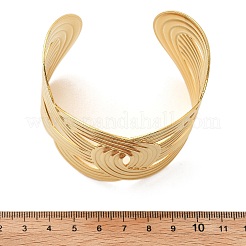 イオンプレーティング（IP）304ステンレススチール製クロスカフバングル（女性用）  18KGP本金メッキ  内径：2-3/8インチ（6cm）&nbsp;BJEW-A026-04G