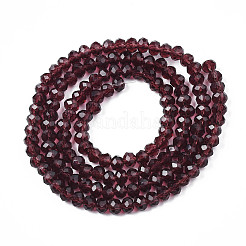 ガラスビーズ連売り  多面カットそろばん  ロンデル  パープル  10x8mm  穴：1mm  約60~61個/連  46~48cm&nbsp;EGLA-A034-T10mm-D26