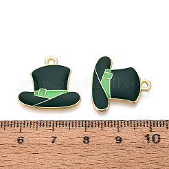 合金エナメルチャーム  帽子チャーム  ゴールドカラー  濃い緑  19x20x2mm  穴：1.6mm&nbsp;ENAM-T023-11B