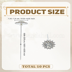 合金クリスタルラインストーンヘッドピン10個  結婚式の花束の装飾用  銀  13.5~14mm&nbsp;FIND-LP0009-12
