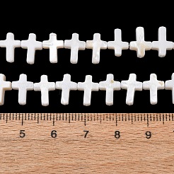 天然淡水シェルビーズ連売り  クロス  ホワイト  10x7x2~3mm  穴：0.8mm  約55個/連  15.20''（38.6センチメートル）&nbsp;SH-CBA2978-14