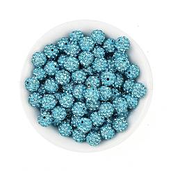 パヴェボールディスコビーズ  樹脂粘土ラインストーンビーズ  グレードA  ラウンド  アクアマリン  pp12（1.8~1.9mm）  8mm  穴：1mm&nbsp;RB-H258-8MM-202