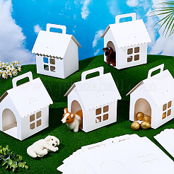 取っ手と窓付きの紙製厚紙製犬用ギフト収納ボックス  家の形  ホワイト  10x12x18cm&nbsp;CON-WH0107-78B