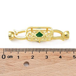 ラックメッキ真鍮パヴェグリーンガラスフォールドオーバークラスプ  長持ちメッキ  カドミウムフリー＆鉛フリー  オーバル  18KGP本金メッキ  14x7.5x6mm  穴：4.5mm  ピン：0.8mm  オーバル：20x9.5x8mm&nbsp;KK-B078-12G18