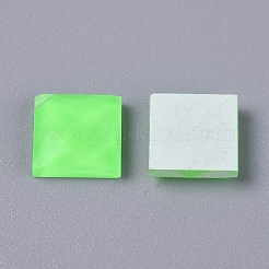カット加工ガラスカボション  モザイクタイル  家の装飾やdiyの工芸品  正方形  ライム  9.5x9.5x3.8mm  約90個/袋&nbsp;DIY-WH0121-46J