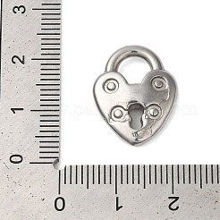 変色しない304ステンレススチールペンダント  ハート南京錠チャーム  ステンレス鋼色  19x15x4mm  穴：5x5.5mm&nbsp;STAS-N103-55P