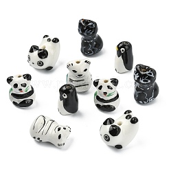 10個 5種類の手作り磁器ビーズ  手描きの陶器ビーズ  動物  ファミーユは磁器バラ  混合図形  16~24x9~16.5x10~21mm  穴：1.4~2.5mm  2個/スタイル&nbsp;PORC-CJ0001-41