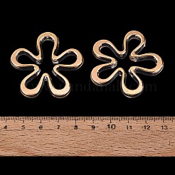 透明なアクリルビーズ  ゴールドライン入り  花  透明  42x43x6.5mm  穴：2mm  約160個/500g&nbsp;AC-N166-10F