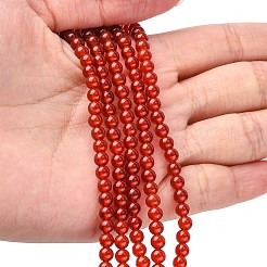 天然石カーネリアンビーズ連売り  グレードA  染め  ラウンド  4mm  穴：1mm  45個/連  7.5インチ&nbsp;G-C076-4mm-2A