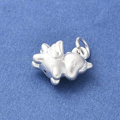 上質な銀のユニコーンチャーム  スタンプ925個付き  銀  11.5x12.5x6mm  穴：3.5mm&nbsp;STER-R012-10S
