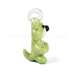 手作りランプワークペンダント  クマのチャーム  黄緑  27.5~30x16.5~17.5x14~17mm  穴：2~3.5mm&nbsp;LAMP-N034-24D