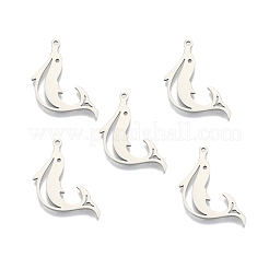 変色しない201ステンレススチールペンダント  イルカ  ステンレス鋼色  26.5x16.5x1.5mm  穴：1.6mm&nbsp;STAS-N098-103P