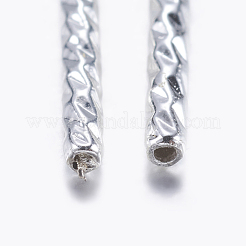 真鍮製チューブビーズ  チューブ  多面カット  銀色のメッキ  10x1.5mm  穴：0.8mm&nbsp;X-KK-K197-39S