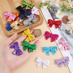 スパンコールフェルトとペットの蝶結び  装飾アクセサリー  ミックスカラー  33x46x6mm  20個/セット&nbsp;DIY-MA0006-57A