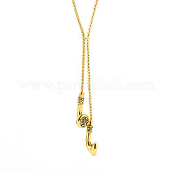 ヒップホップ風合金製イヤホンペンダントネックレス（男女兼用）  ゴールドカラー  15.75~25.59インチ（40~65cm）&nbsp;WG4D617-01