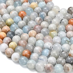 天然石アクアマリンビーズ連売り  ラウンド  スムーズ  8.5mm  穴：0.8~1mm  約47~48個/連  15.16~15.35''（38.5~39センチメートル）&nbsp;G-F591-29A-8mm