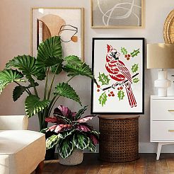プラスチック再利用可能な描画絵画ステンシル テンプレート  ファブリック タイル 床 家具 木材の塗装用  長方形  鳥の模様  297x210mm&nbsp;DIY-WH0202-301