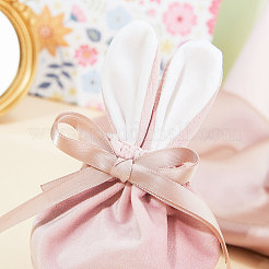 ドローストリング付きベルベットジュエリーバッグ  ベルベット布ギフトポーチ  ピンク  15x12.3x0.85cm&nbsp;TP-CJC0001-02A