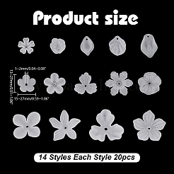 透明アクリルビーズキャップ280種類14個  花  艶消し  ホワイト  15~25x13~26mm  20個/スタイル&nbsp;FACR-AR0001-03