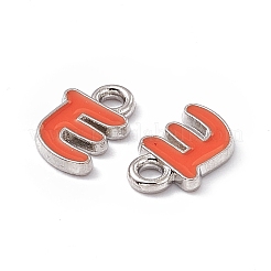 合金ペンダント  エナメル  ミックスカラーランダムレターチャーム  プラチナ  10x7~9x1.5mm  穴：1.6mm&nbsp;ENAM-H039-01P