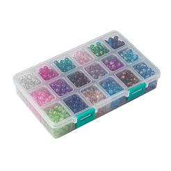 18色スプレークラックルガラスビーズ  ラウンド  ミックスカラー  6mm  穴：1.3~1.6mm  約70PCS /カラー  18色  1260個/箱&nbsp;CCG-JP0001-02B