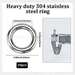 304ステンレススチール製クローズド丸カン  ラウンド  ステンレス鋼色  25x5mm  内径：15.5mm&nbsp;STAS-SP0001-85C