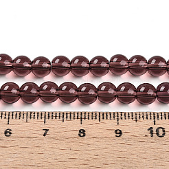 透明ガラスビーズ連売り  ラウンド  ココナッツブラウン  6~6.5mm  穴：1mm  約71~72個/連  14.96~15.16''（38~38.5センチメートル）&nbsp;GLAA-T032-T6mm-19