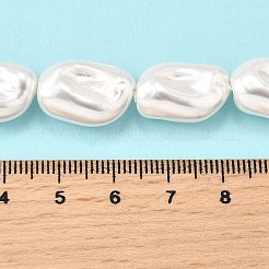 電気メッキ磁器模造真珠ビーズ連売り  ナゲット  ホワイト  19~20x12~13x7~8mm  穴：1mm  約22個/連  15.75''（40センチメートル）&nbsp;PORC-K009-01B
