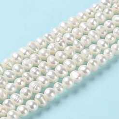 天然養殖淡水パールビーズ連売り  ポテト  グレード2 A  パパイヤホイップ  4~6.5x4.5~5mm  穴：0.5mm  約76個/連  13.98インチ（35.5cm）&nbsp;PEAR-E018-42