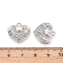 合金ラインストーンペンダント  音符チャーム付きハート  ピンク  17.5x18x3mm  穴：1.8mm&nbsp;FIND-N008-28P