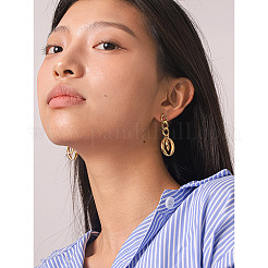 女性用304ステンレススチールスタッドピアス  チェーン形状  ゴールドカラー  45x15.3mm&nbsp;WGD2D0D-01
