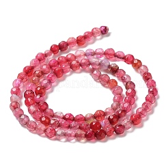 天然石瑪瑙ビーズ連売り  多面カットラウンド  染め＆加熱  クリムゾン  3.7~4x3.9~4.3mm  穴：0.8mm  約89~93個/連  13.98''（35.5センチメートル）&nbsp;G-Q1000-02E