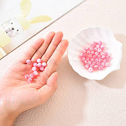 50個透明ストライプレジンビーズ  ラウンド  ピンク  1/4インチ（8mm）  穴：2mm  50個/袋&nbsp;RESI-YW0001-02F