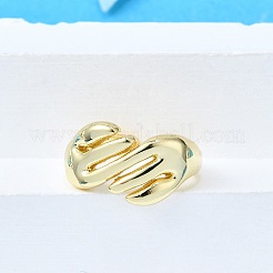 女性用真鍮カフリング  カドミウムフリー＆鉛フリー  手  18KGP本金メッキ  11.5mm  内径: 調節可能&nbsp;RJEW-G347-07G