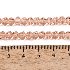 透明ガラスビーズ連売り  ロンデル  多面カット  ダークサーモン  5x6x5mm  穴：1.2mm  約98個/連  16.54~17.32''（42~44センチメートル）&nbsp;GLAA-G125-01A-03