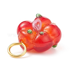 手作りのでこぼこのランプワークペンダント  金メッキの鉄の発見  花  ミックスカラー  20x15x8mm  穴：4mm&nbsp;PALLOY-JF01804