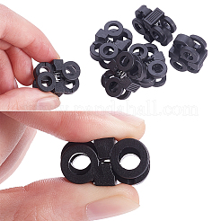 調節可能なプラスチック製の靴ひもバックル  コードロッククリップクランプ  ブラック  23.5x18x11mm&nbsp;KY-WH0017-04