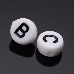 アクリル横穴レタービーズ  混合文字  フラットラウンド  文字L  7x4mm  穴：1.2~1.8mm  約3500個/500g&nbsp;PL37C9070