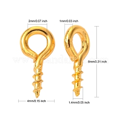 304ステンレススチールスクリューアイピンペグベイル  片穴パーツ用  ゴールドカラー  8x4x1mm  穴：2mm  ピン：1.4mm&nbsp;X-STAS-L234-165D-G