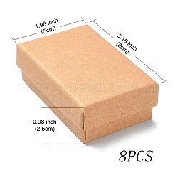 厚紙製ジュエリーセットボックス8個  リングのために  ネックレス  長方形  淡い茶色  8x5x2.5cm&nbsp;CBOX-FP0001-01